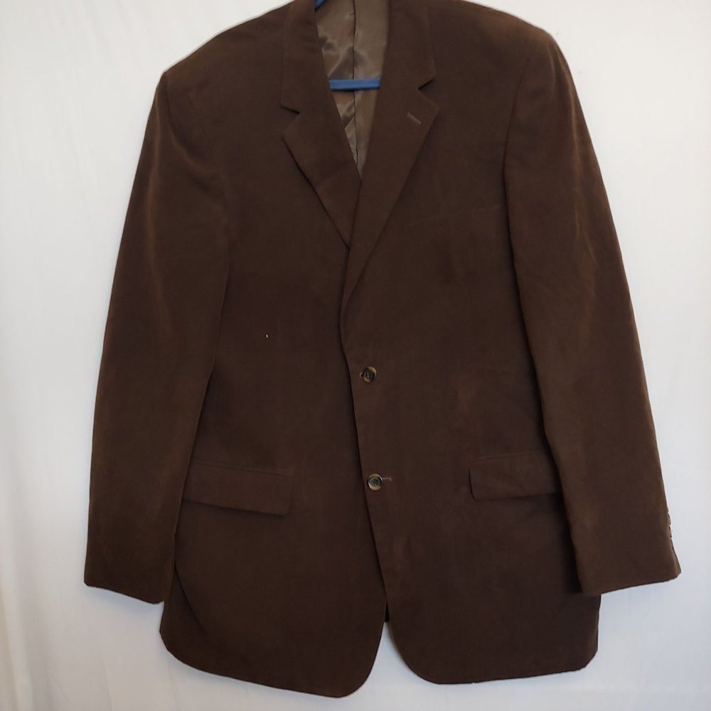 Andrew Fezza Mens Brown Blazer Sport Jacket Baxter Suede 46L - Picture 1 of 14